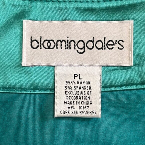 Bloomingdales Teal Midi Dress‎ Pin Up Baby Doll 40s Satin Accent Vtg Inspired PL - Picture 7 of 8